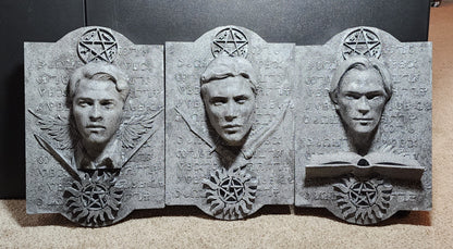 Supernatural Enochian Stone Tablet Set – Sam, Dean & Castiel Wall Art (Set of 3)