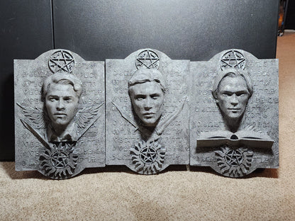 Supernatural Enochian Stone Tablet Set – Sam, Dean & Castiel Wall Art (Set of 3)