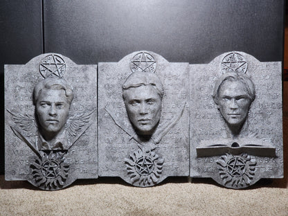 Supernatural Enochian Stone Tablet Set – Sam, Dean & Castiel Wall Art (Set of 3)