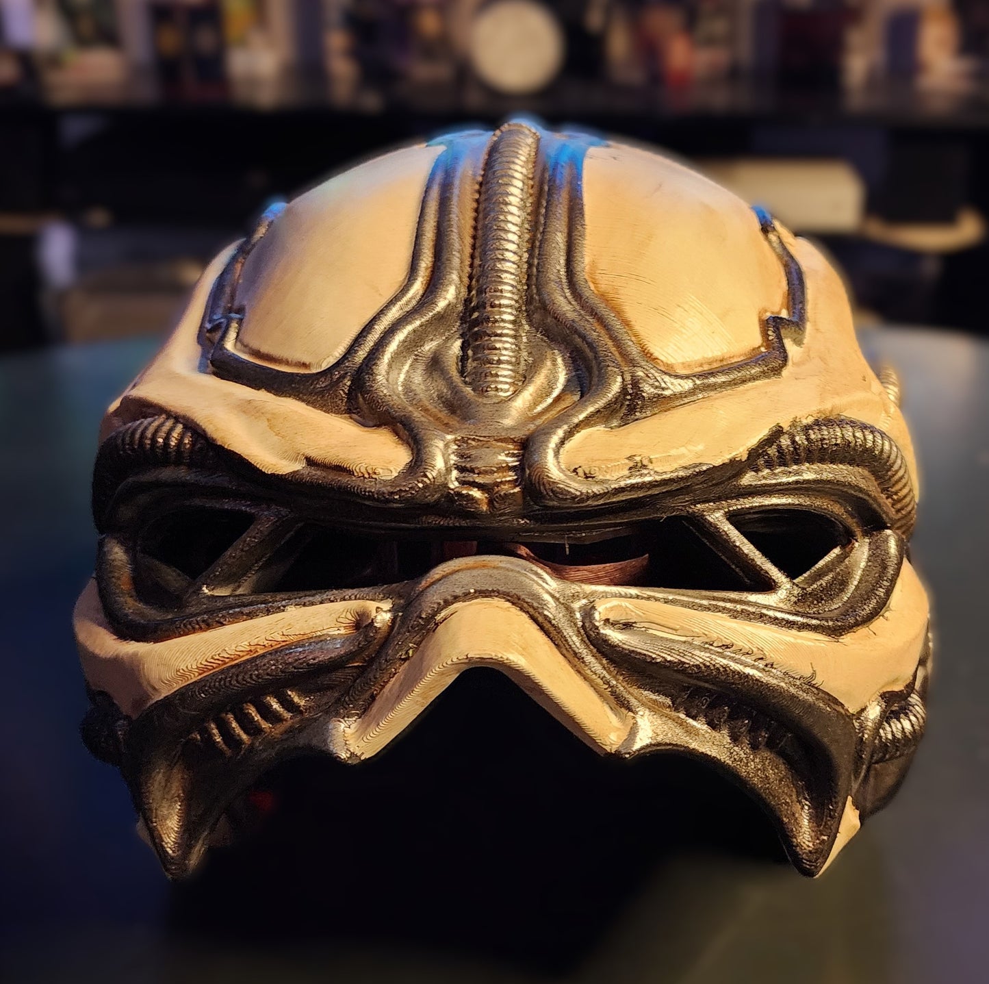 Biomechanical Tactical Helmet – Wearable Cosplay STL (Digital Download)