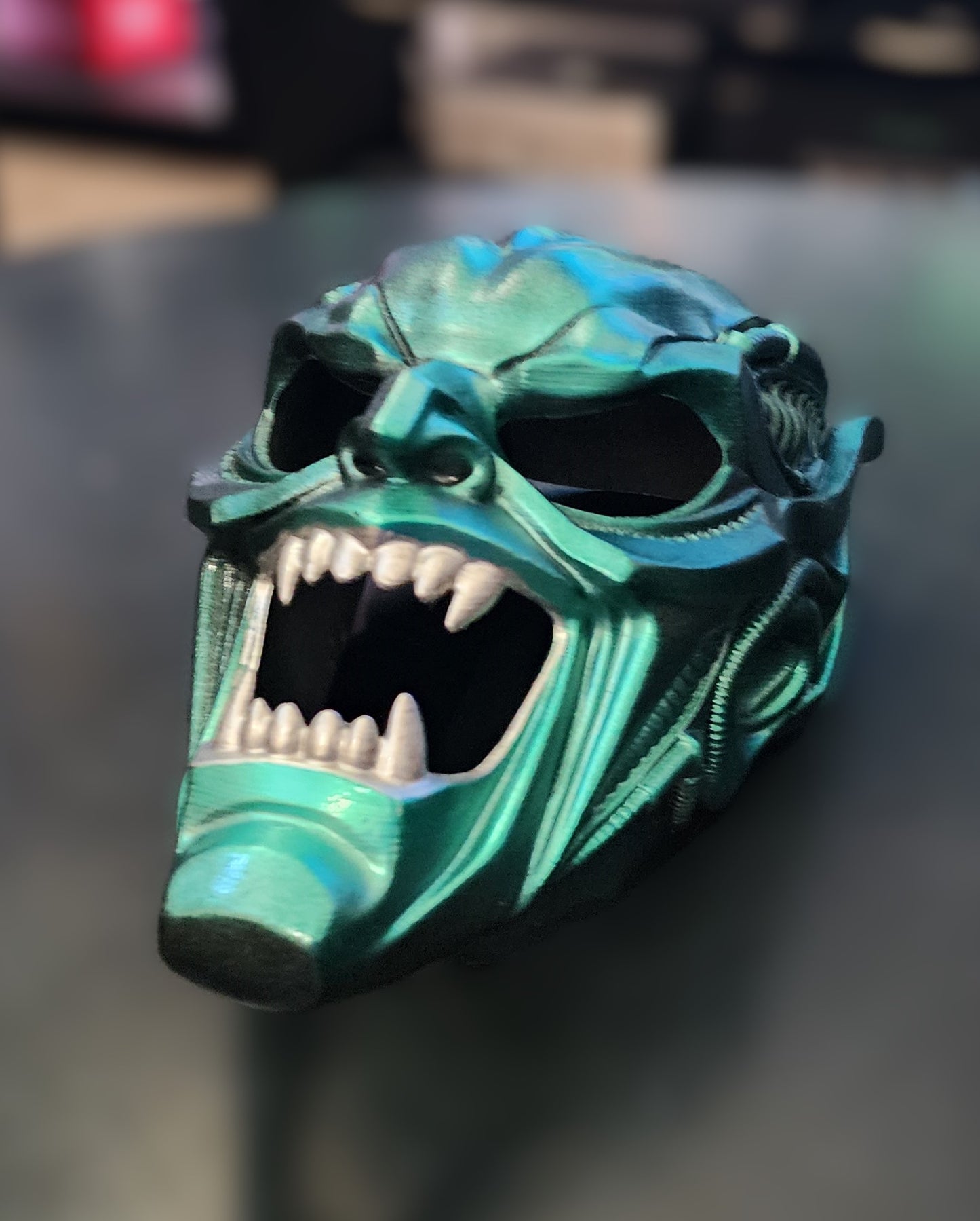 H.R. Giger Inspired Green Goblin Helmet – Wearable Cosplay STL (Digital Download)