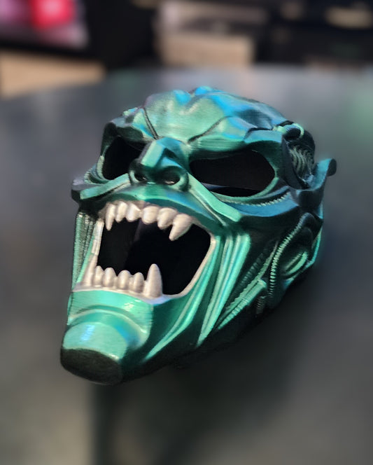 H.R. Giger Inspired Green Goblin Helmet – Wearable Cosplay STL (Digital Download)