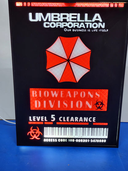Resident Evil – Umbrella Corporation Bioweapons Division Lightbox