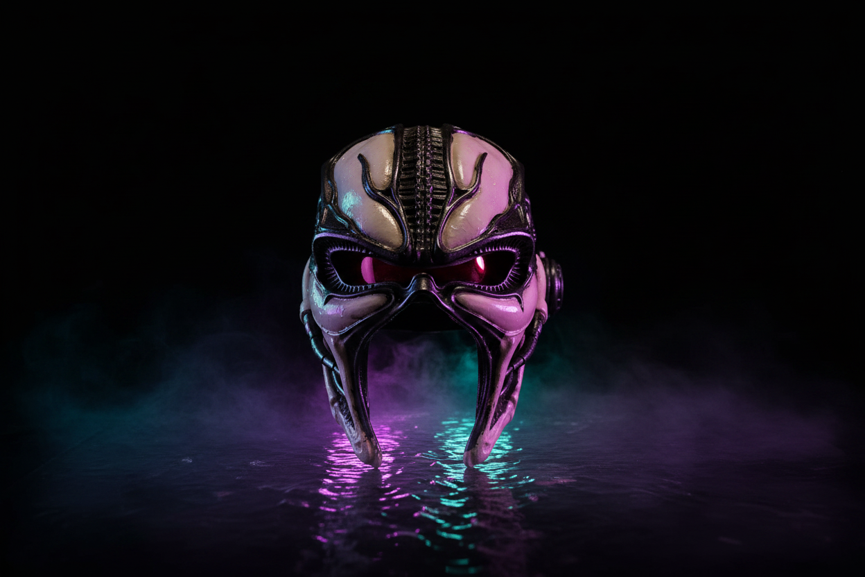 Biomechanical Assault Helmet - Dramatic Shot