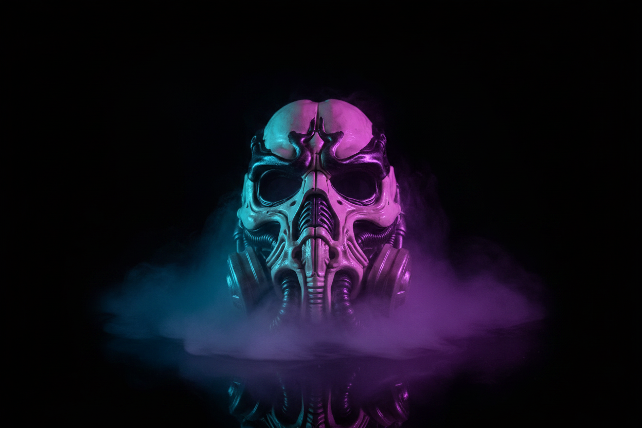Biomechanical Rebreather Helmet - Dramatic Shot
