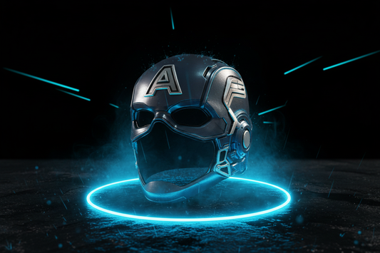 CyberPunk Captain America Helmet - Dramatic Shot